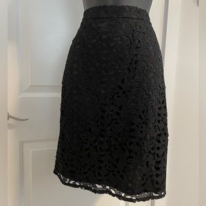 Jcrew black lace overlay pencil skirt